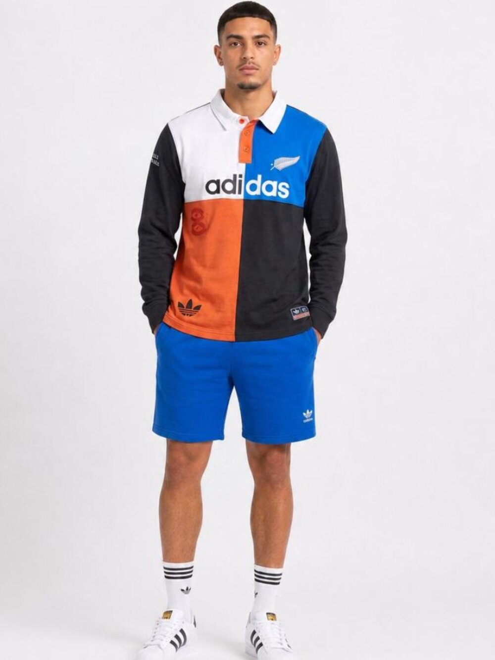 Adidas Mens All Blacks Rugby Polo Jersey KG4638 2XL Carbon Orange Blue Originals